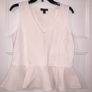 J Crew Ivory V-neck peplum top